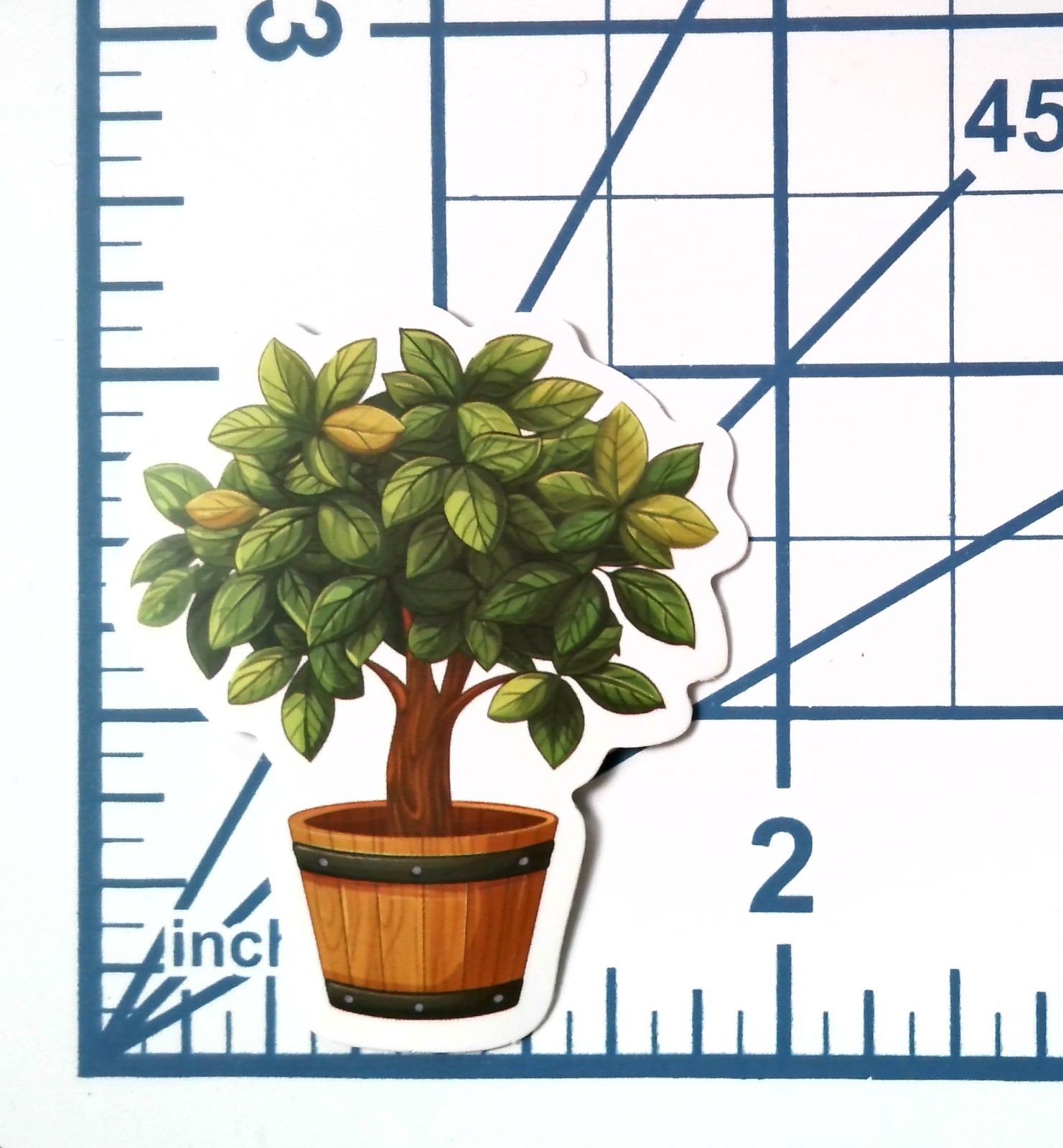 Potted Tree Ficus Plant Vinyl Sticker Die Cut Topiary Journal Scrapbook Cute