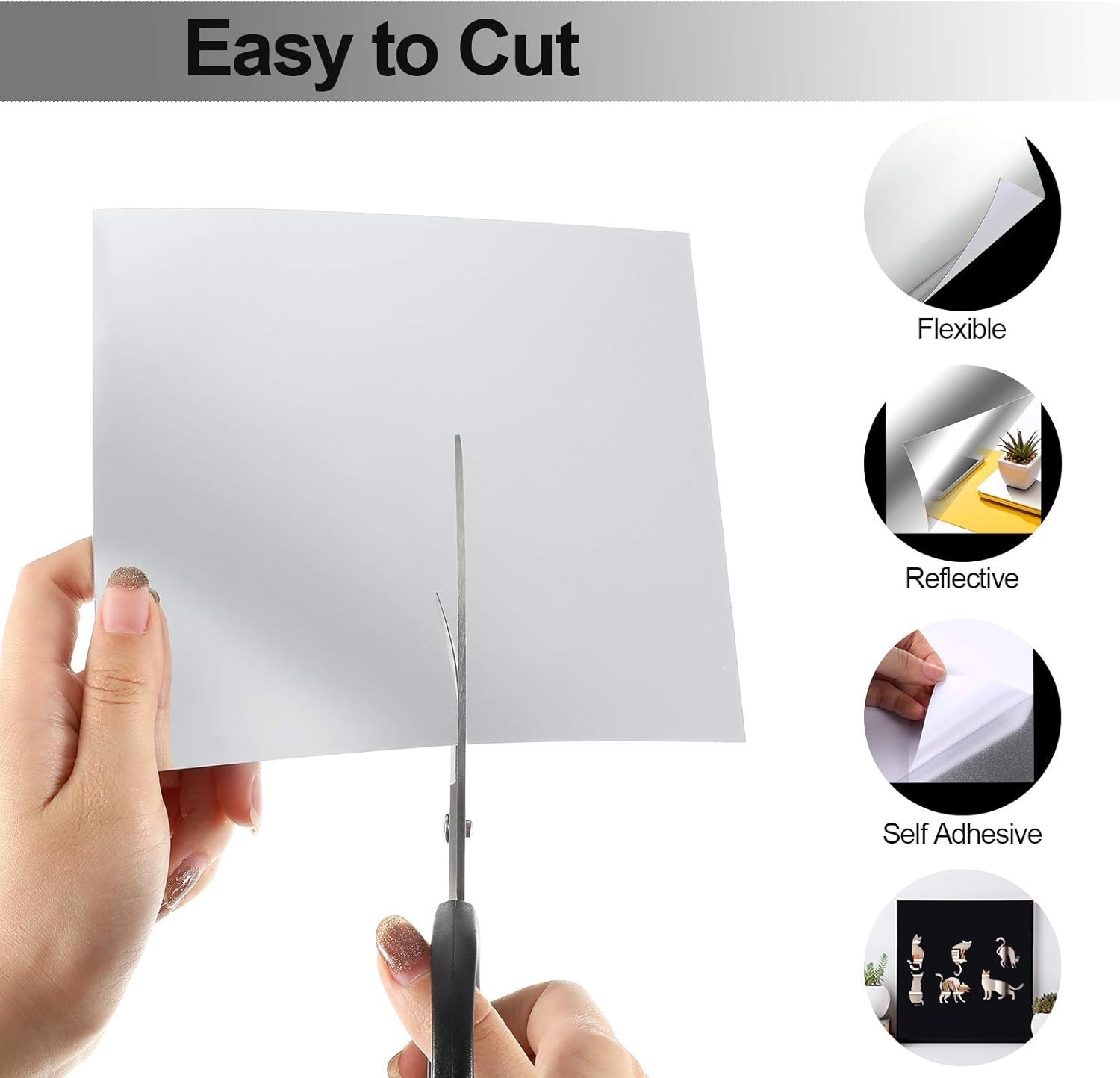 10 Self-Adhesive 6×6 Inch Flexible Mirror Sheets for Elegant Wall Decor