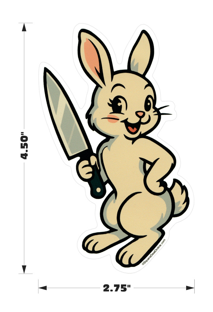 Sticker – Bunny Rabbit With Knife Dark Humor 1950s Horror Cartoon Cute Creepy