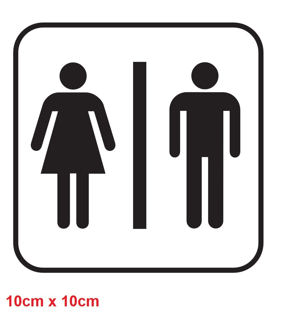 Toilet Sign Sticker Decal Men Women WC Bathroom Door Vinyl No Background