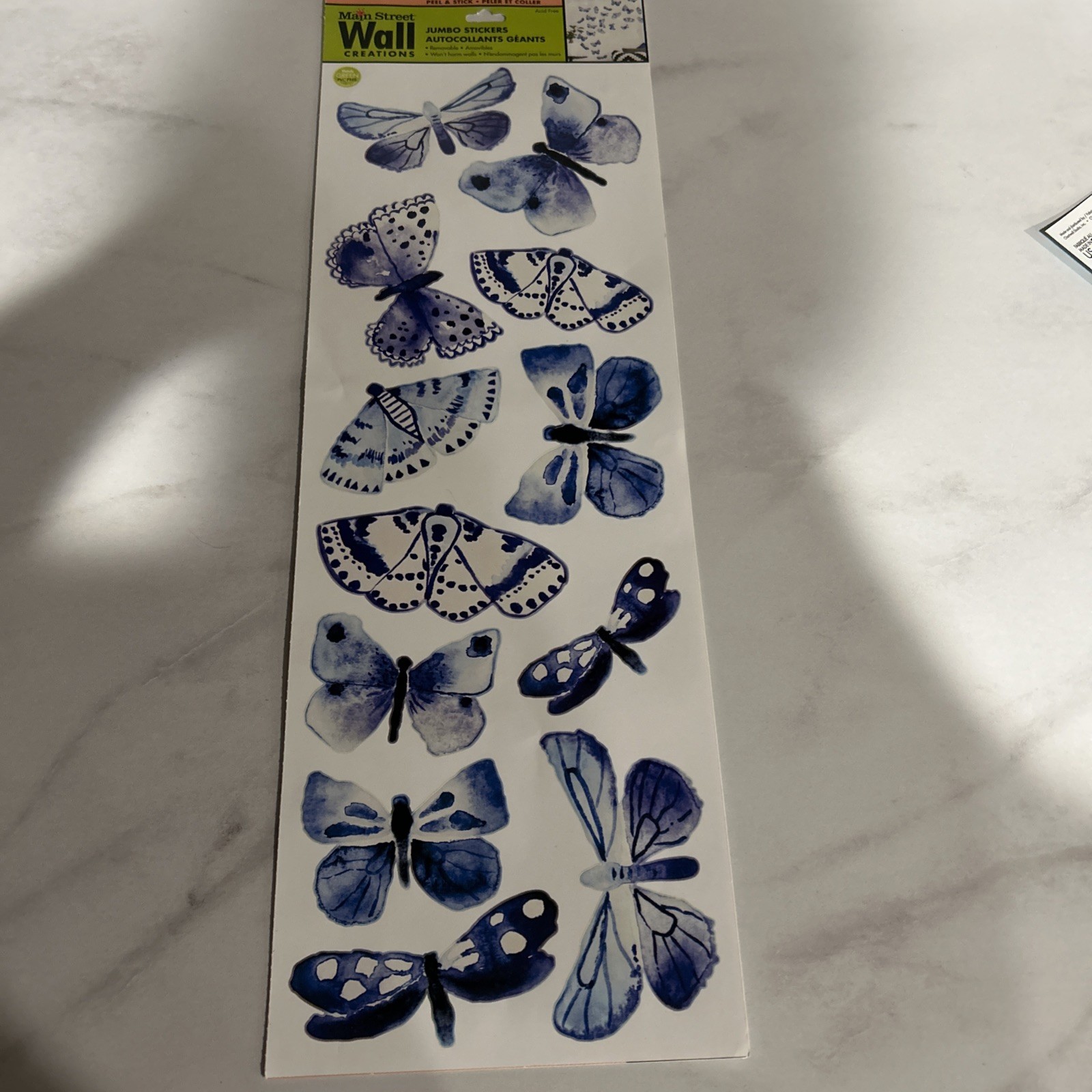Indigo Butterfly Wall Stickers, 18×5.875 in.
