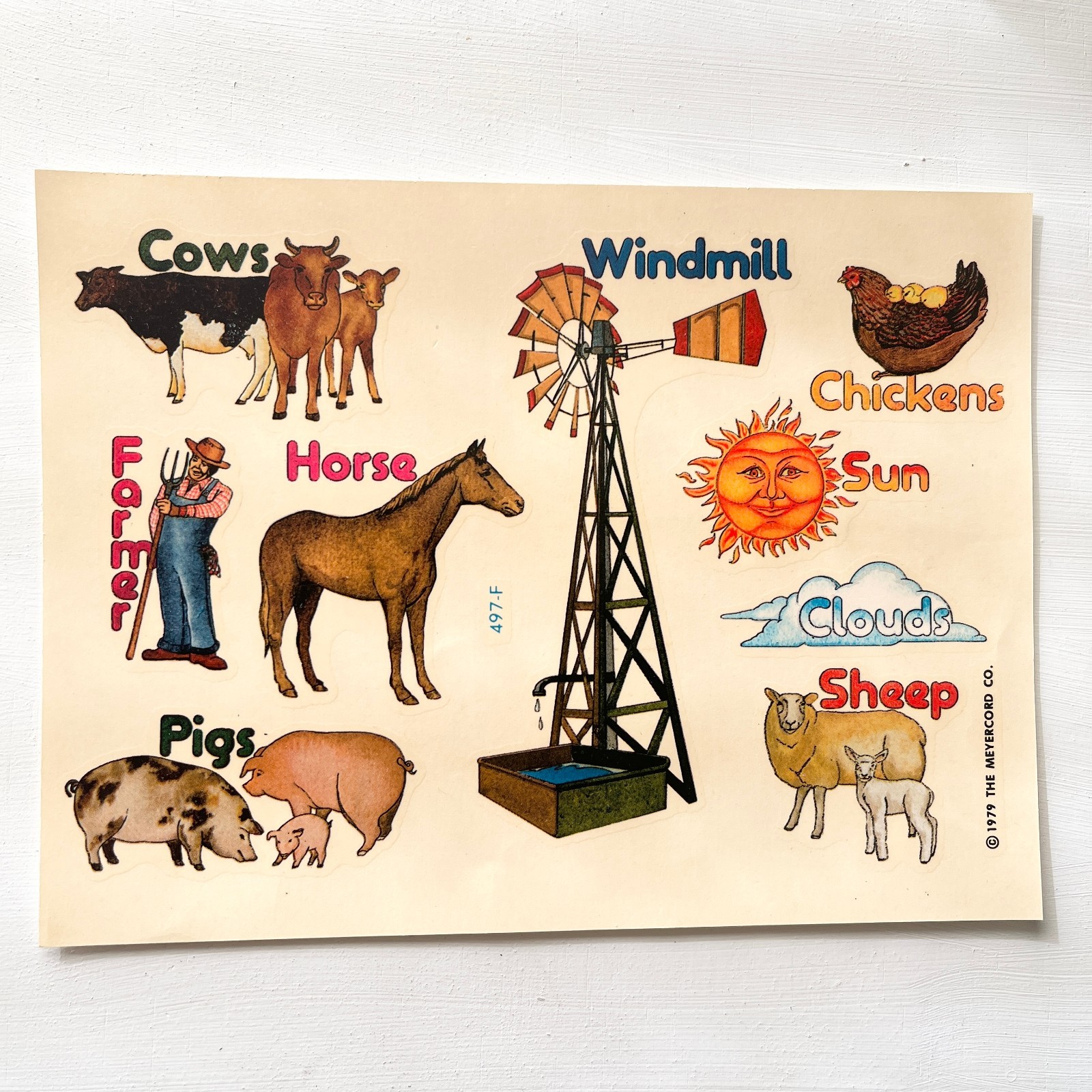 Barnyard Animals Decals Sheet 1970s Arts Crafts Decoupage