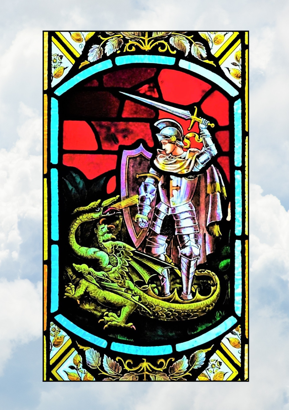Dragon Faux Stained-Glass WINDOW CLING Size 8" Repositionable Vinyl