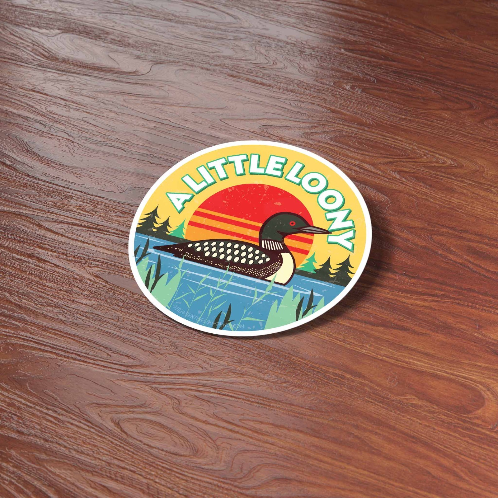 A Little Loony Birdwatching Sticker – Midwest Lake Bird Decal for Water Bottle
