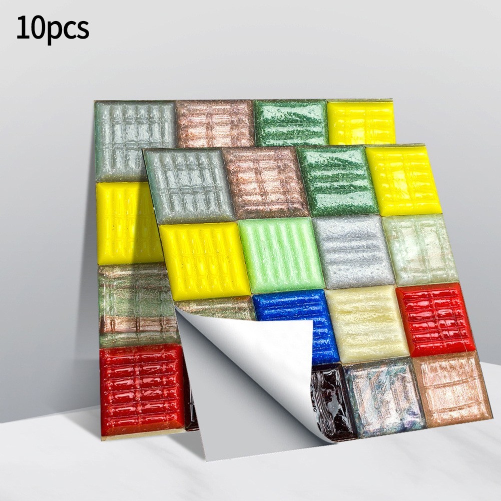 Flexible And Humidity Wall Stickers Oilproof For Kitchen Mosaic Wall Tiles 10pcs