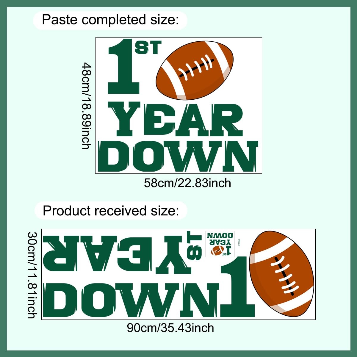 First Year Down Football Decal Sign Rugby Sports Theme Sign Decor for Backdro…
