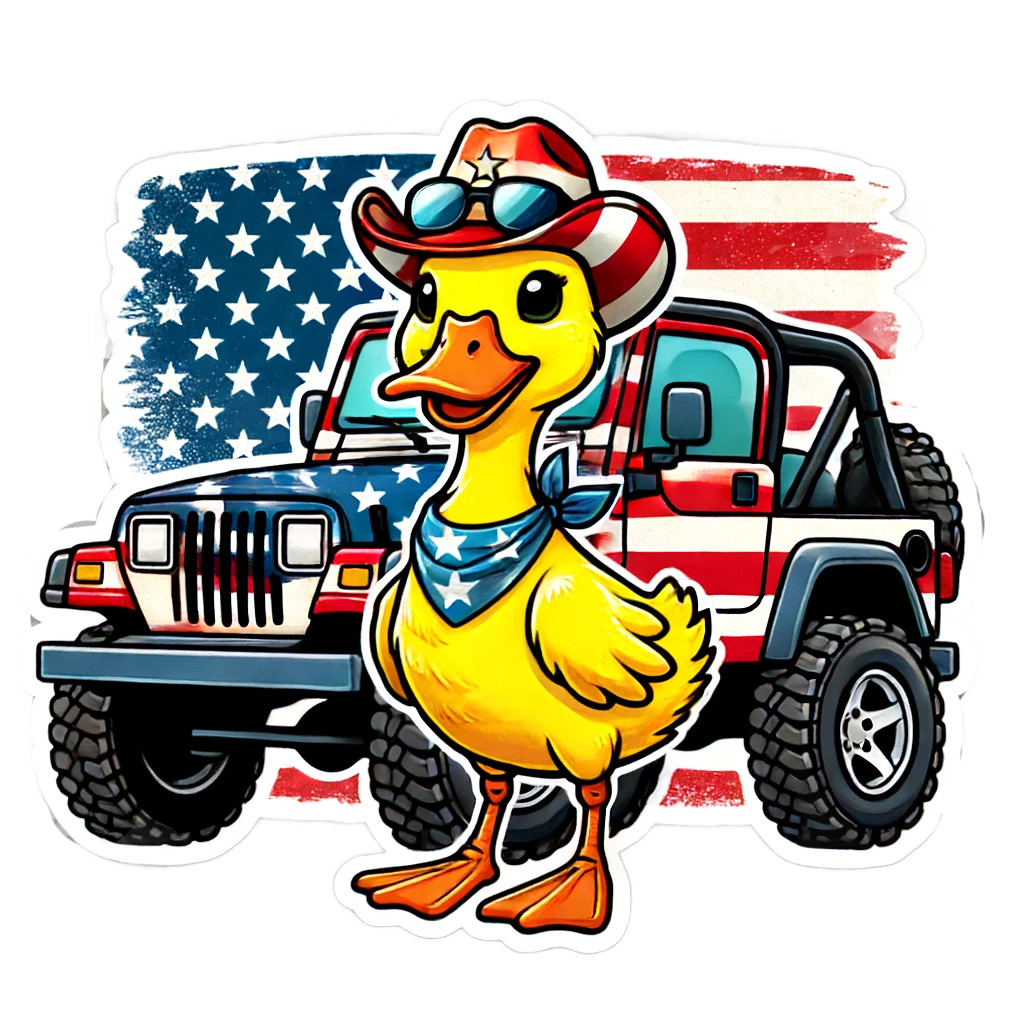 Patriotic Rubber Duck Sticker Ducky Duck Duckie 4th July USA Flag 4×4 Vehicle