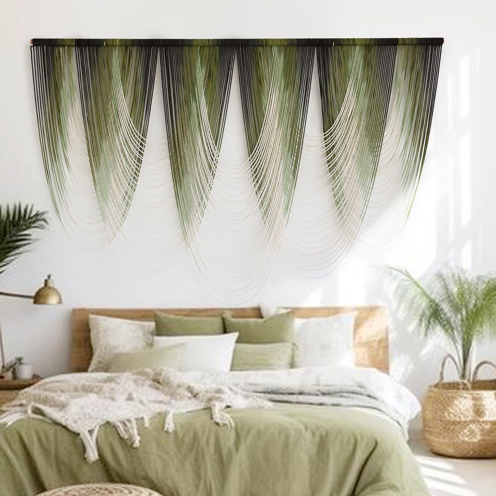 Macrame Wall Hanging Dip-Dyed Large Macrame Wall Decor Yarn Tapestry 57" W x …