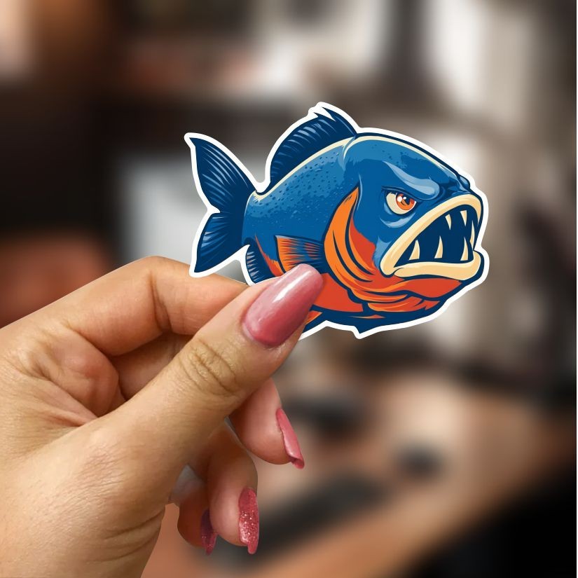 Piranha, Sticker, Peel N' Stick, Different Sizes