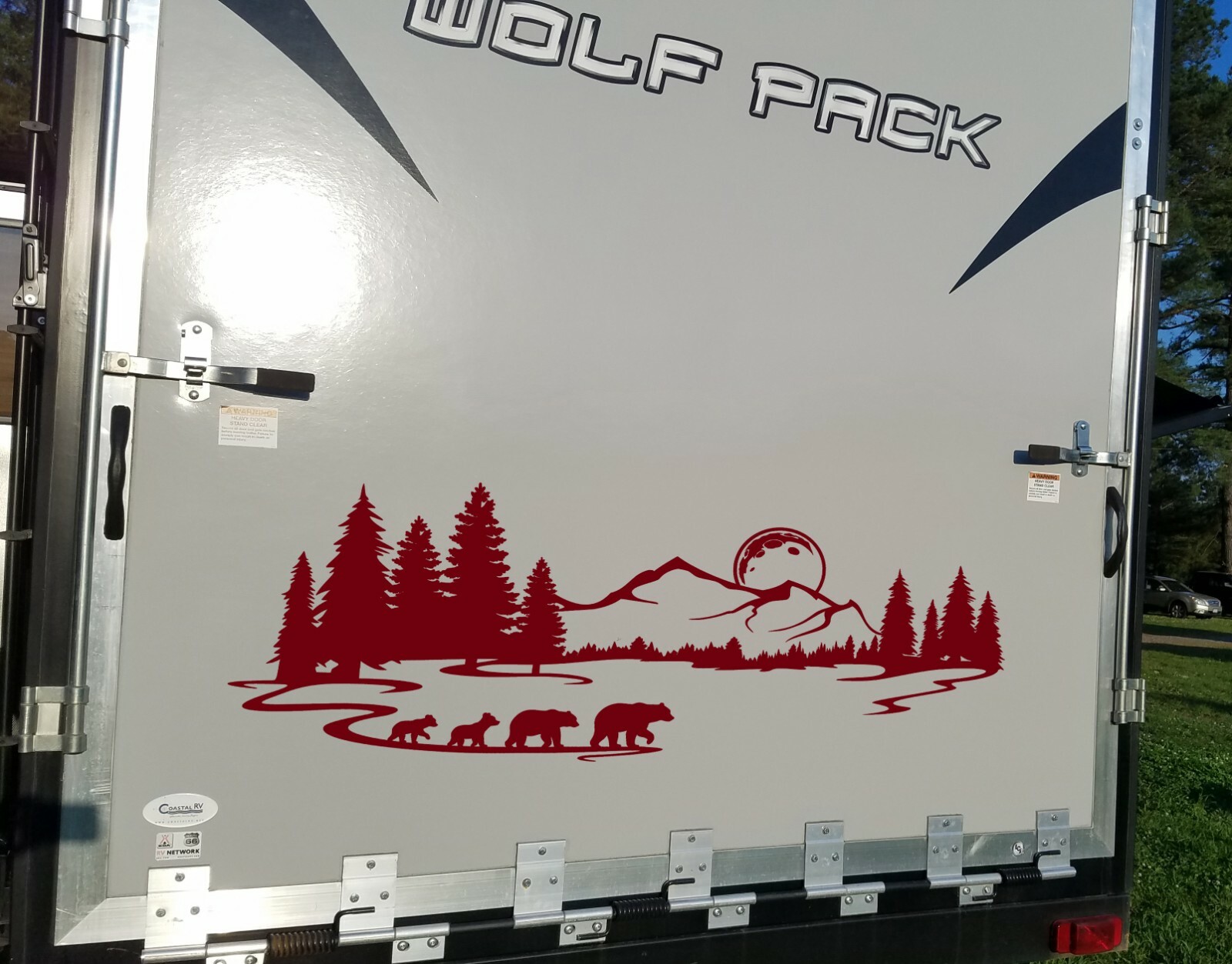 Bear Family Scene Moon Vinyl Decal V2 | RV Camper Graphics | Die Cut Sticker