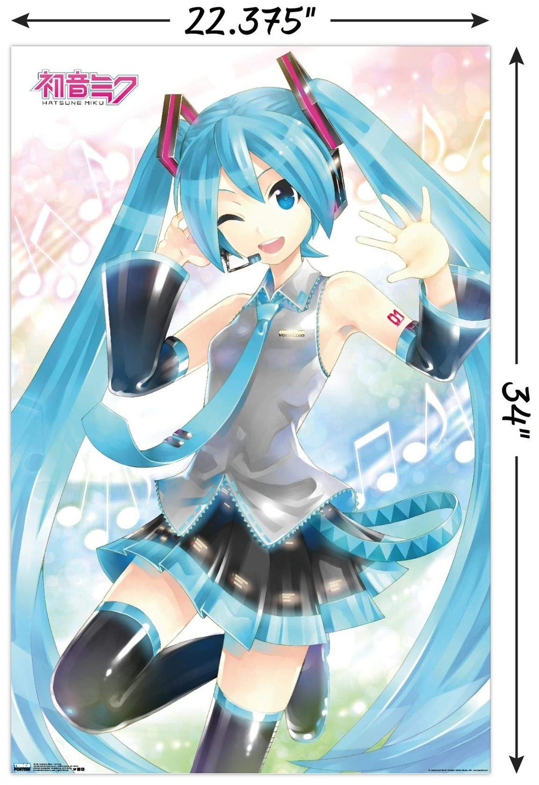 Trends International Hatsune Miku – Waving Wall Poster, 22.375" x 34", Unfram…