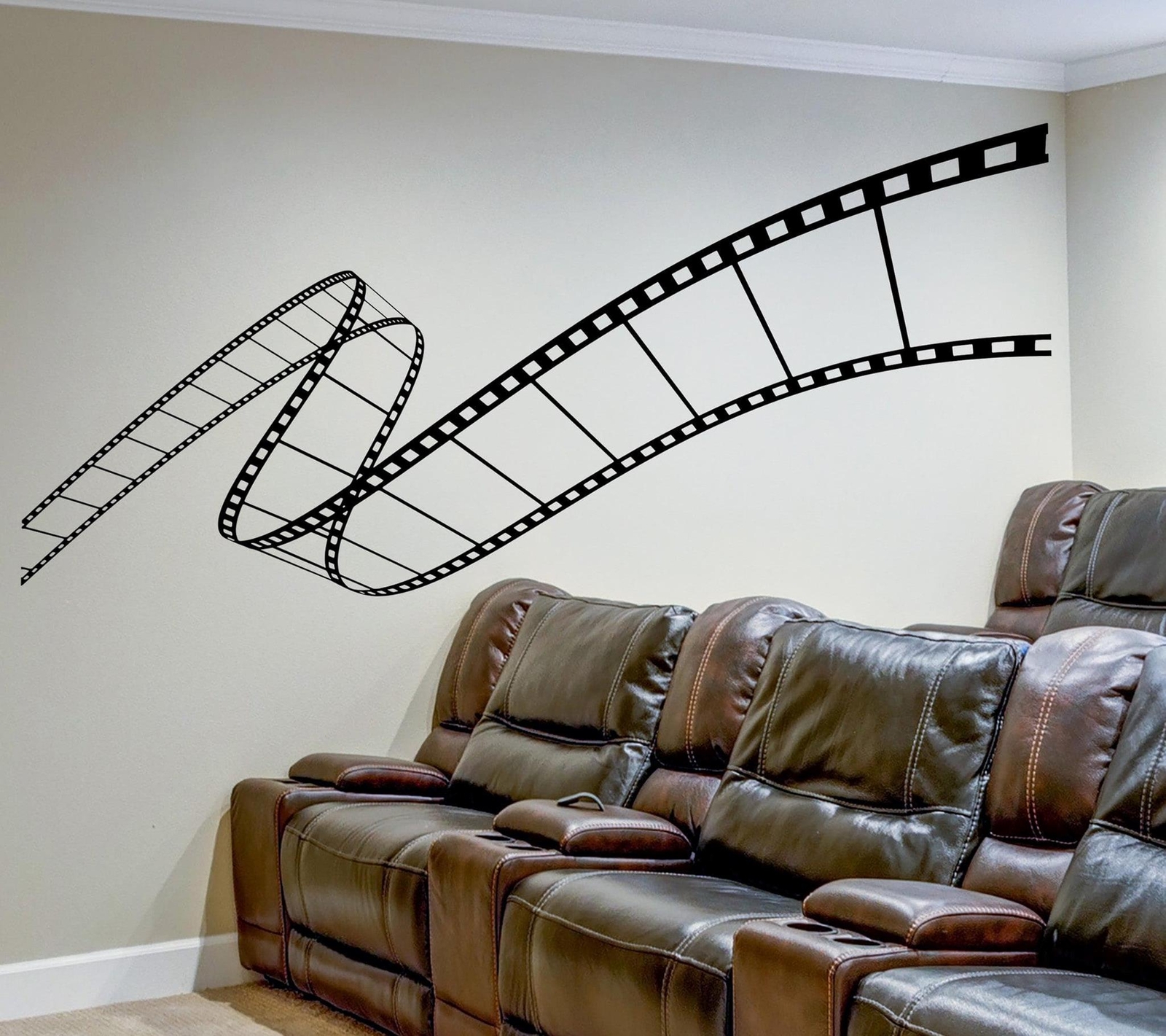 Wavy Film Strip Vinyl Wall Decal Sticker. Movie Theme Room Decor. Black Vinyl.
