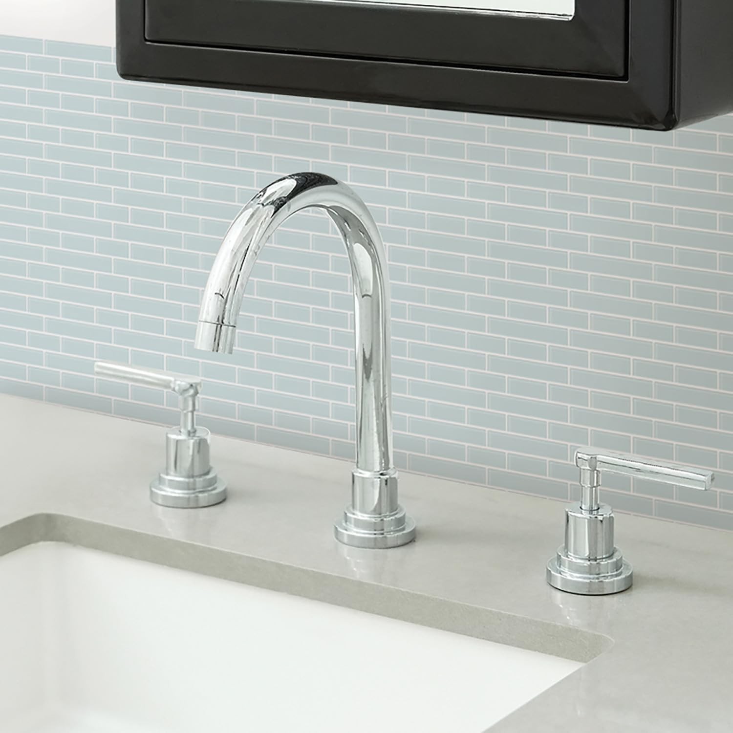 InHome Sea Glass Peel and Stick Backsplash Tiles, Blue, 10.5 in x 10.5 in
