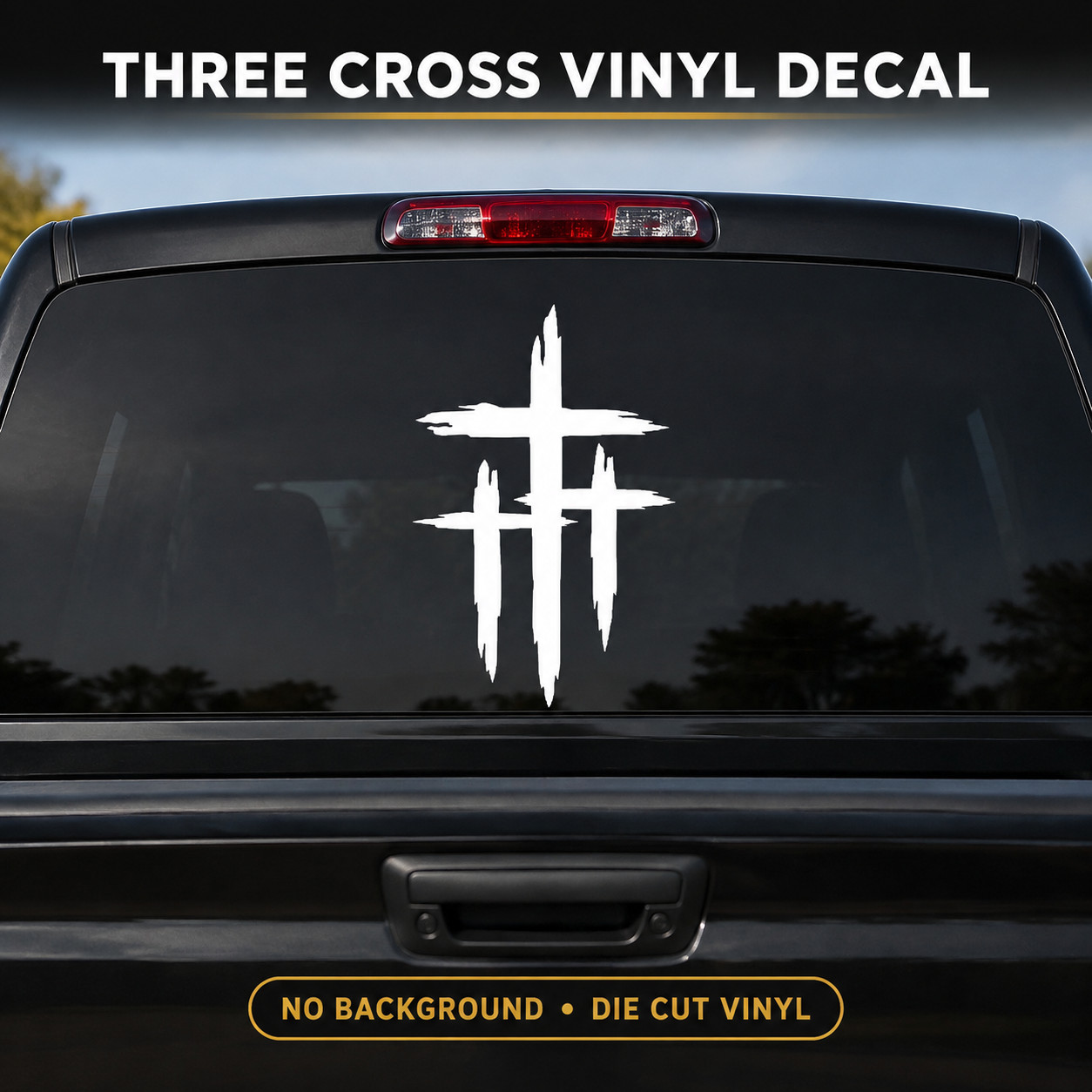 Cross Vinyl Decal, Christian 3 Three Cross, Faith Car Window, Jesus Sticker