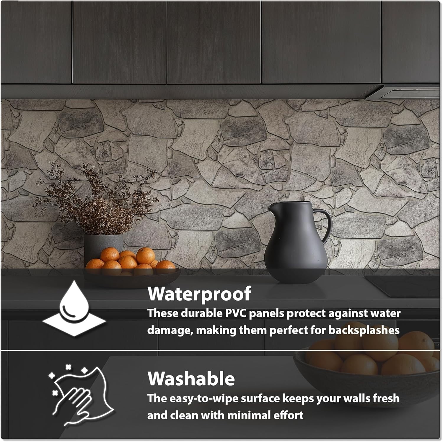 CONCORD WALLCOVERINGS ™ Retro-Art 3D Faux Stone Wall Panels, Pack of 10, B