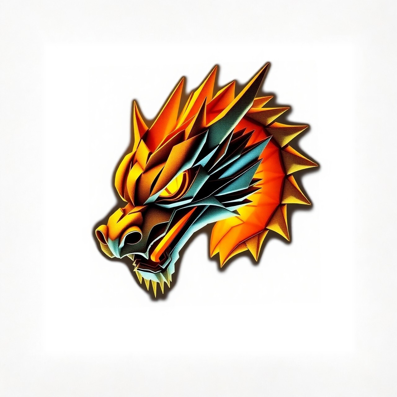 Hyper Dragon Origami Glow Dark Sticker Sci-Fi Fantasy Mythology Laptop Decal