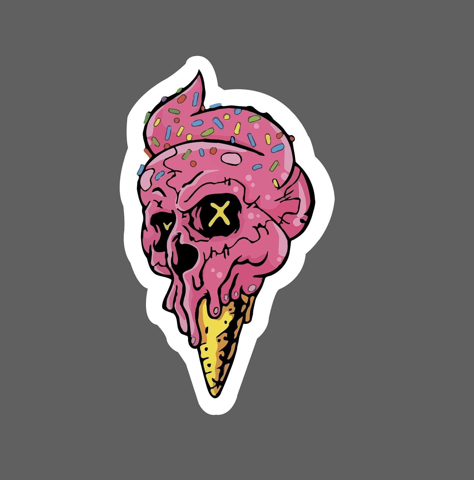 Pink Skull Ice Cream Sticker Waterproof – Buy Any 4 For $1.75 Each Storewide!