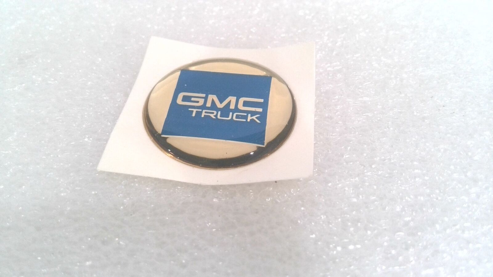 GMC TRUCK DOMED STICKER, GOLD/BLUE, 2 MM X 1.1" (LOT OF 14)