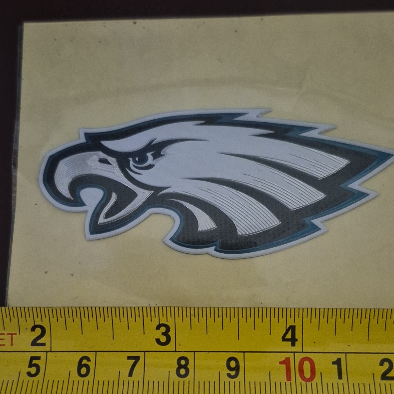 Eagle Logo Iron On Patch. White Black Gray NFL 9memorabilia