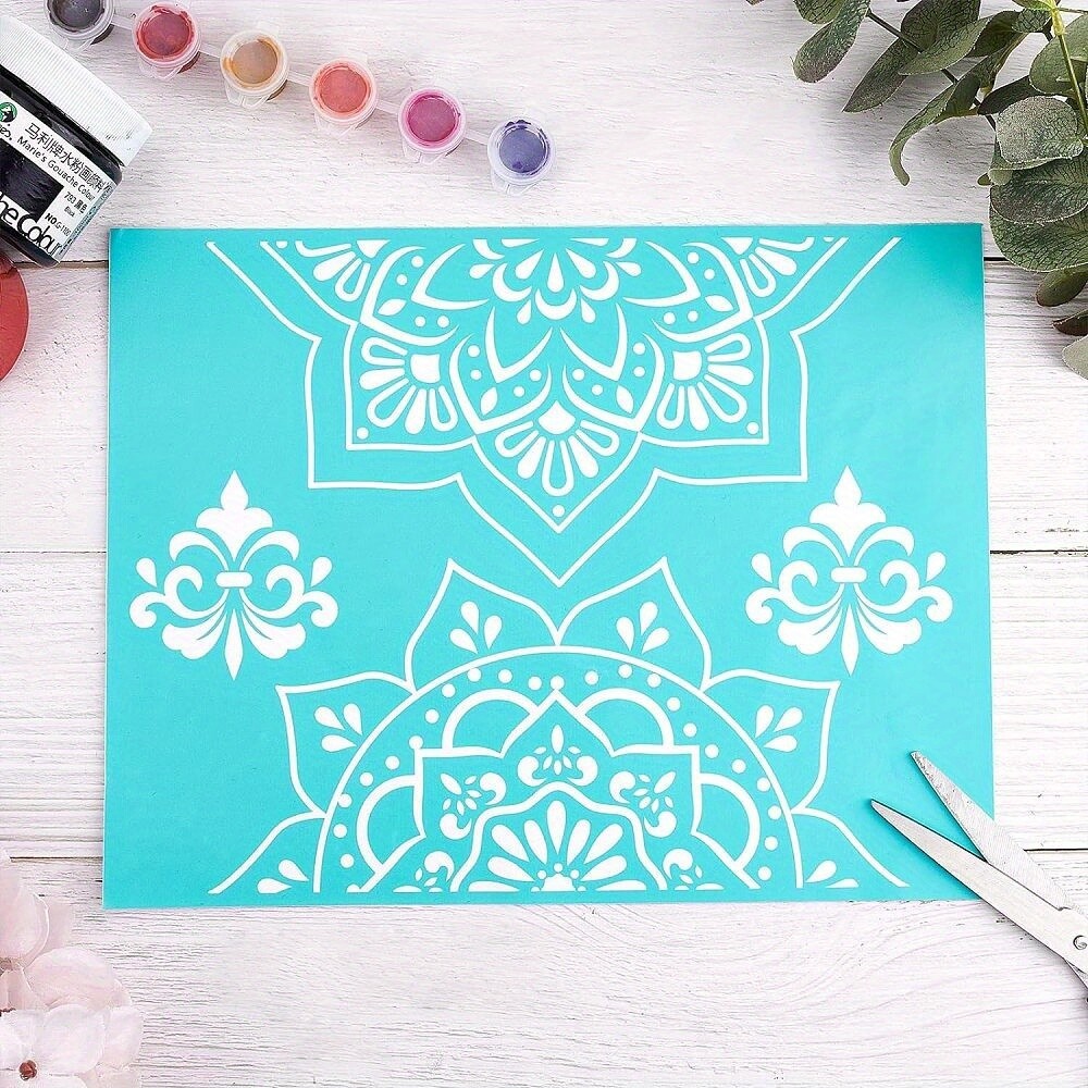 1Sheet Self-Adhesive Silk Screen Printing Stencil Reusable Pattern Stencils