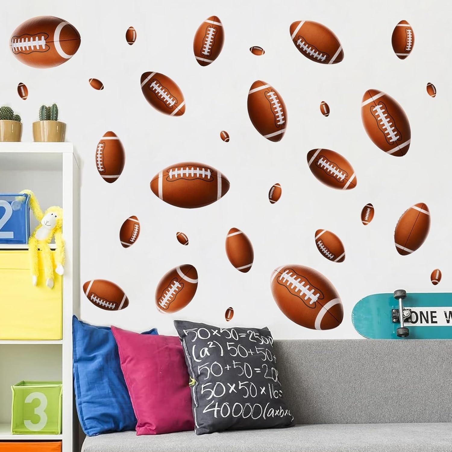 Peel and Stick Football Wall Decals for Kids' Rooms – Removable & Waterproof