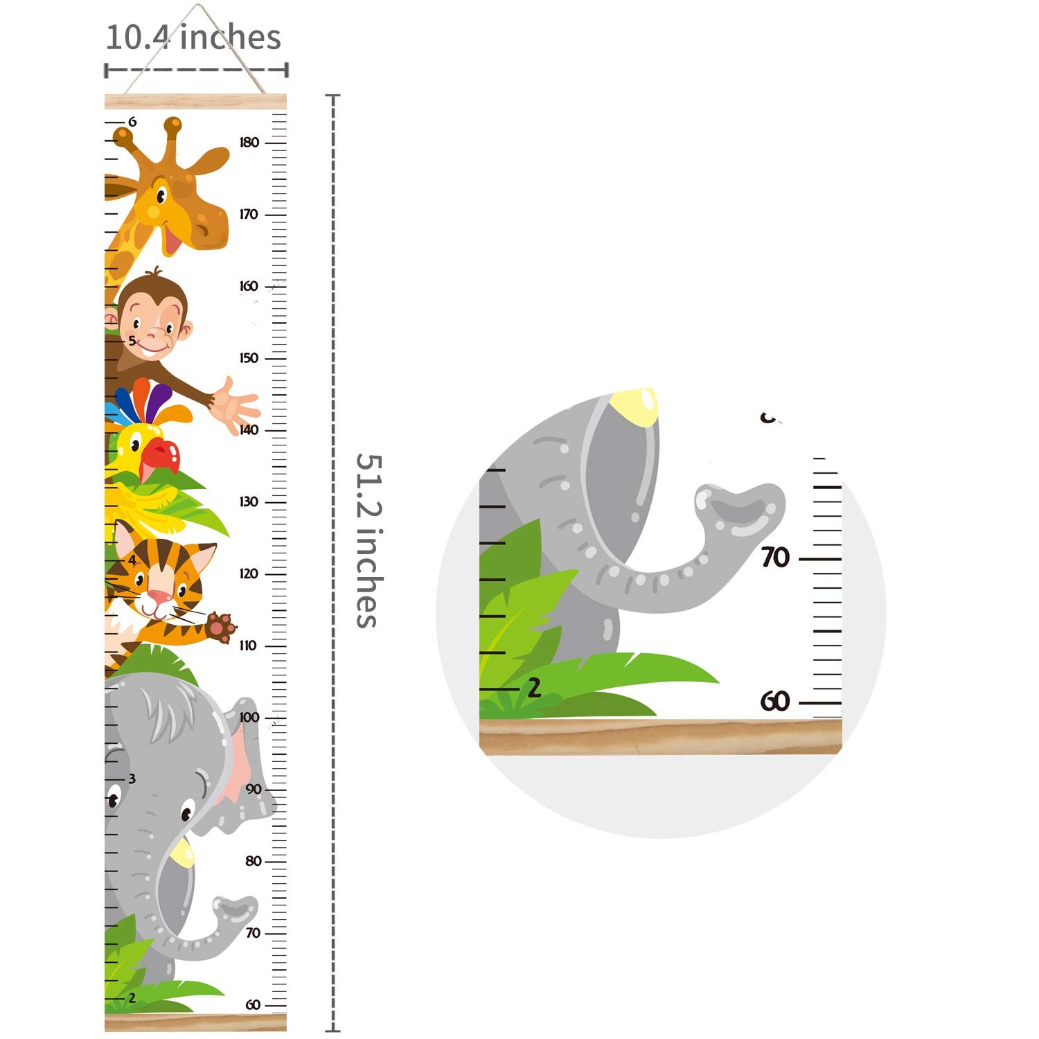 Animals Growth Chart for Kids, Baby Height 51.2 Inch (Pack of 1), 1