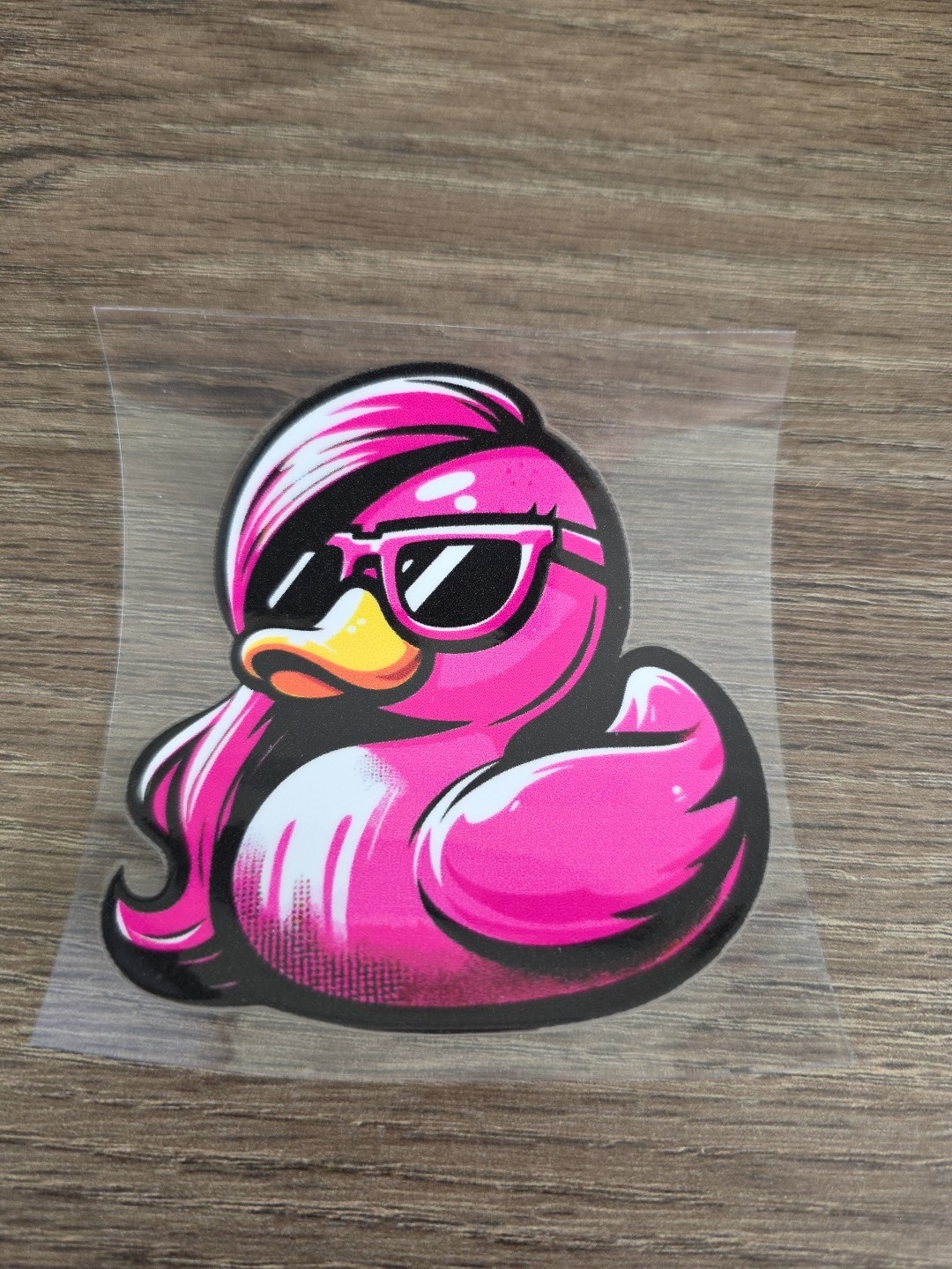 Pink Rubber Duckie UV DTF Raised Decal For Vehicle Glass Or Exterior Waterproof