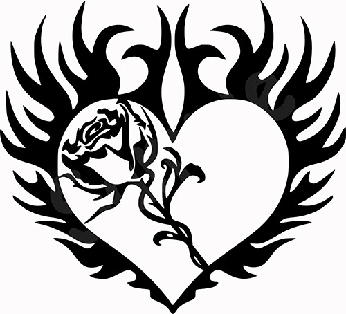 Heart Rose Flower Tribal Art Wall Car Window Laptop Vinyl Sticker Decal