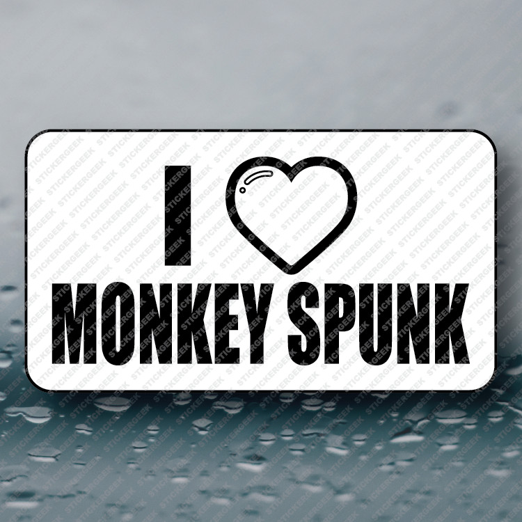 I HEART MONKEY SPUNK Hard Hat Funny Prank Joke Gag Sticker 25-250pcs