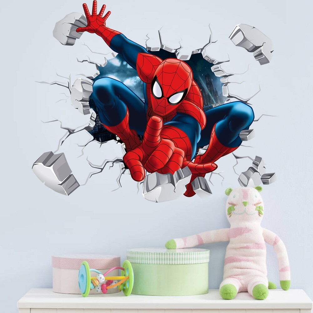 Children's Room Wallpaper 3D Stereoscopic Spider-Man Removable Wall Sticker