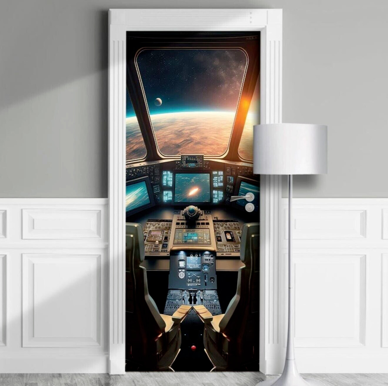 Starship Cockpit Cabin Door Mural | Seamless 1-Piece Laminated Vinyl Wrap