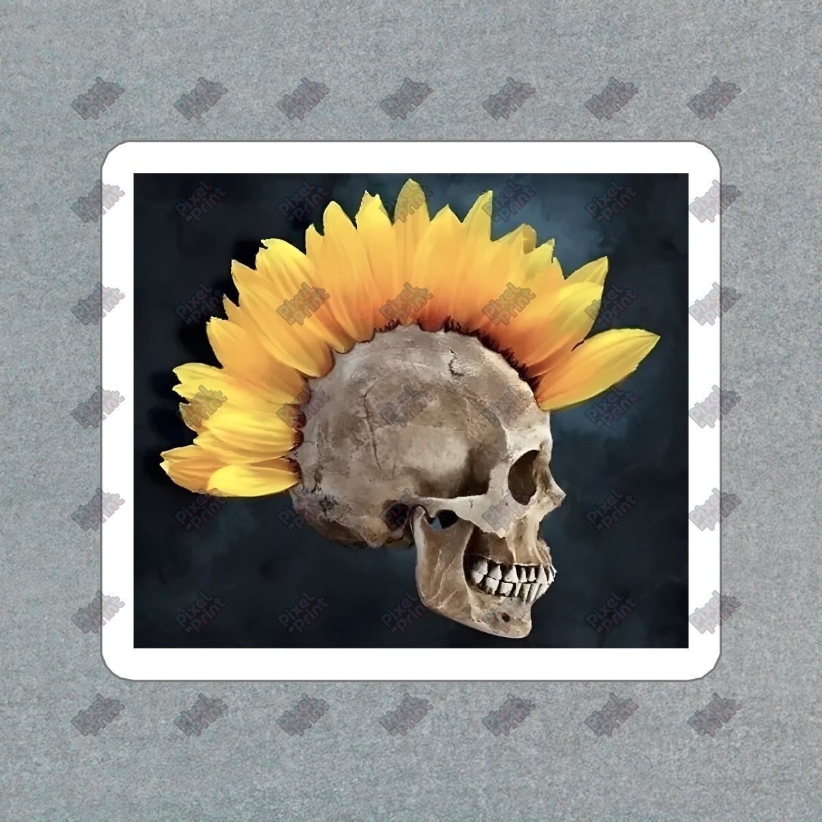 Unique Skull with Sunflower Mohawk Vinyl Sticker Edgy Decor for #518457