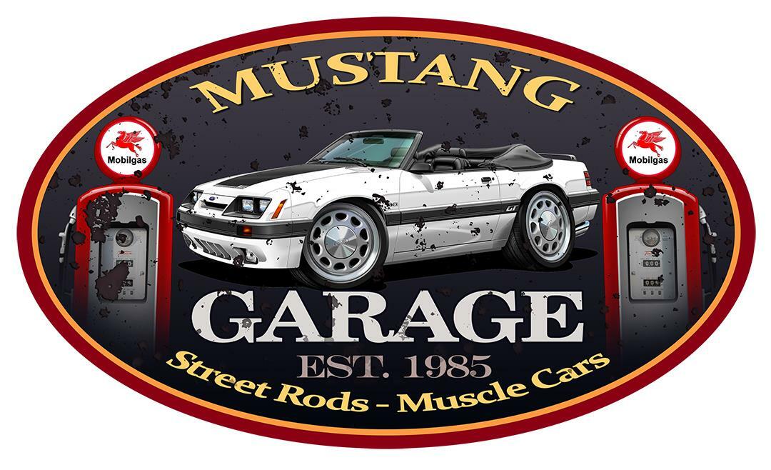 1985 1986 Ford Mustang GT 5.0 Convertible Garage Sign Wall Art Graphic Sticker