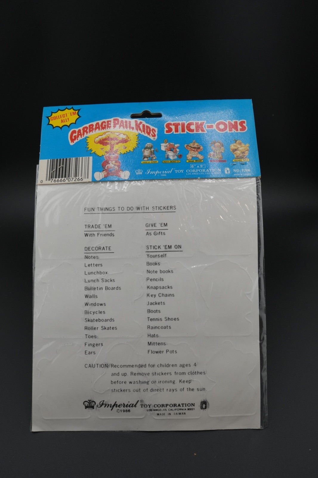 Vintage Garbage Pail Kids Stick On Name Tags Sticker Set Art GPK 1986 Set of 11