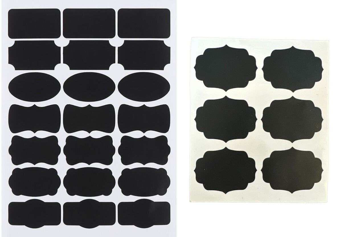 Chalkboard Labels 3.5"×2" Pack of 96 Stickers – Different Shapes