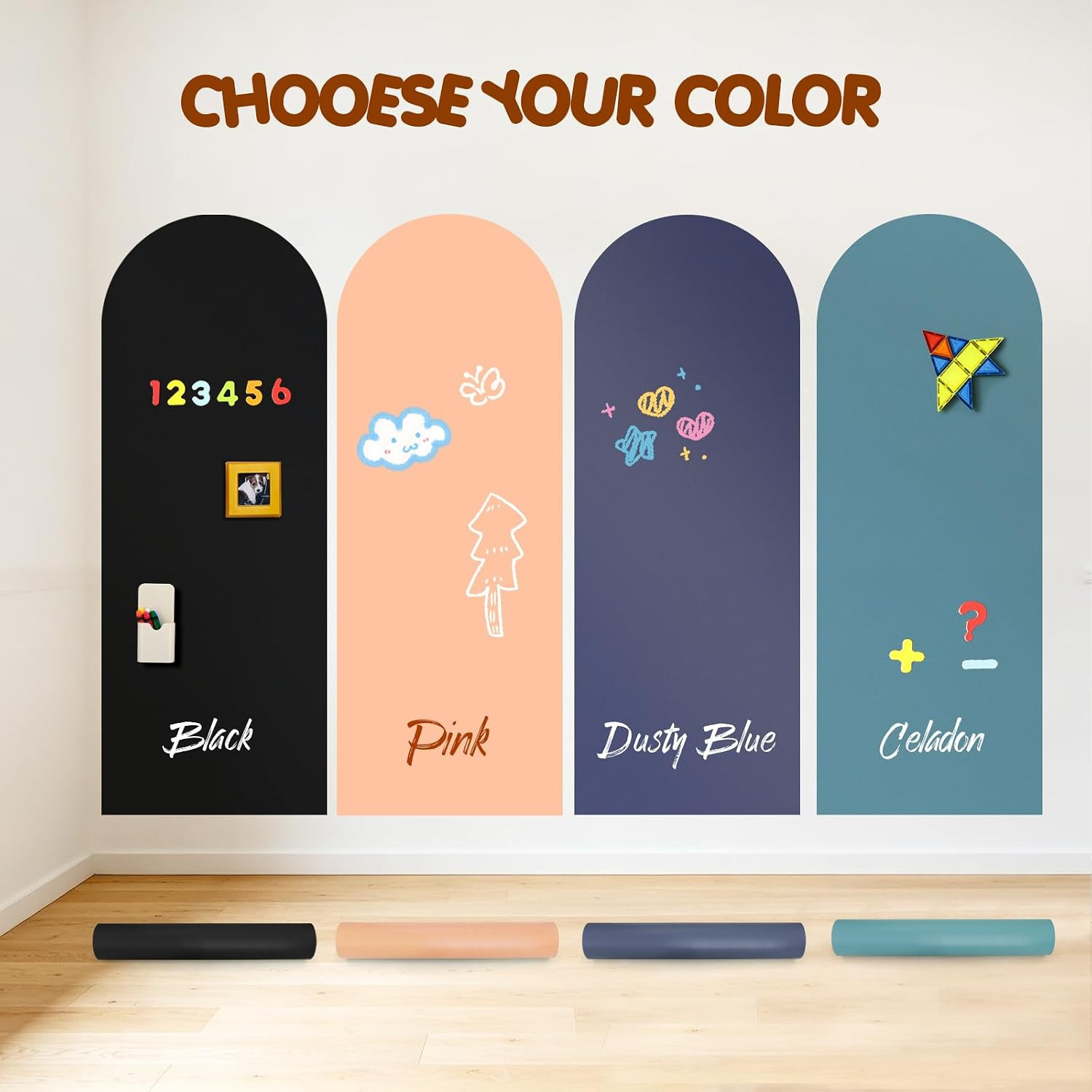 Magnetic Arch Wall Decal,47.2" x 18" Magnetic Chalkboard Set for Wall,Self-Adhes