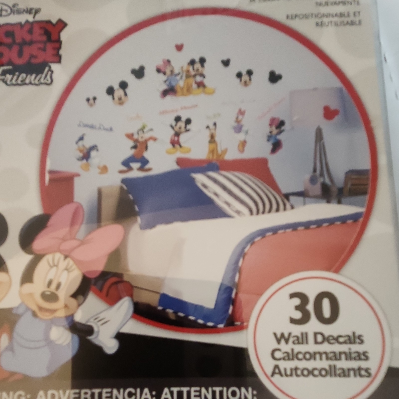Disney Mickey Mouse & Friend Peel & Stick Wall Decal 30 kid Removable new