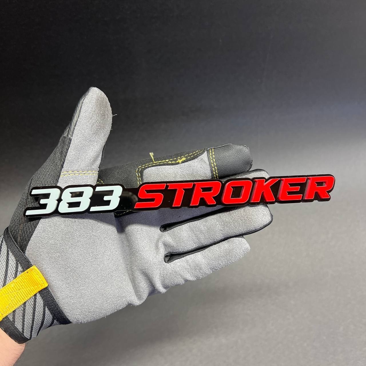 1X 383 stroker Custom 3D Car Emblem Multicolor Acrylic Badge Gray / Red / black
