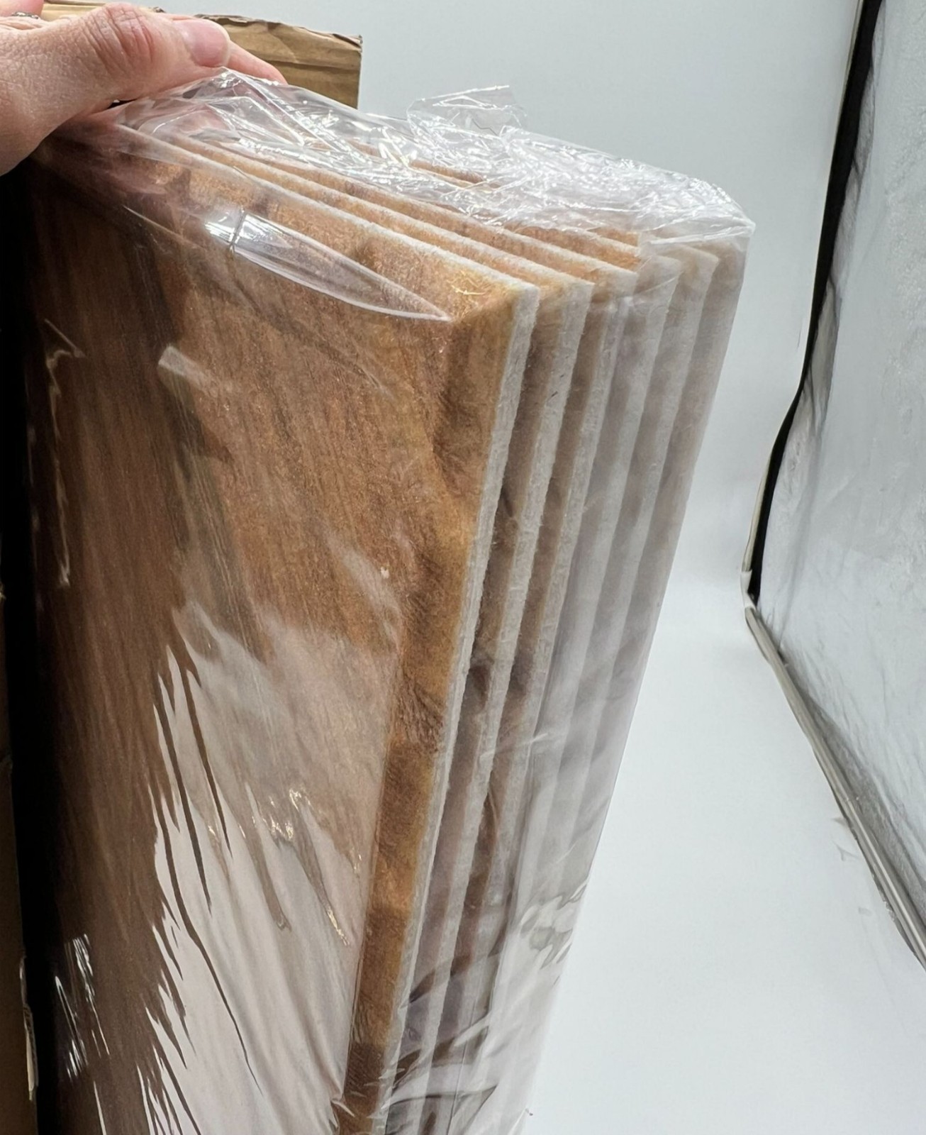 NEW Soon Global 6-pcs Soundproof Carved Grain Acoustic Panels Wall Decor Tan