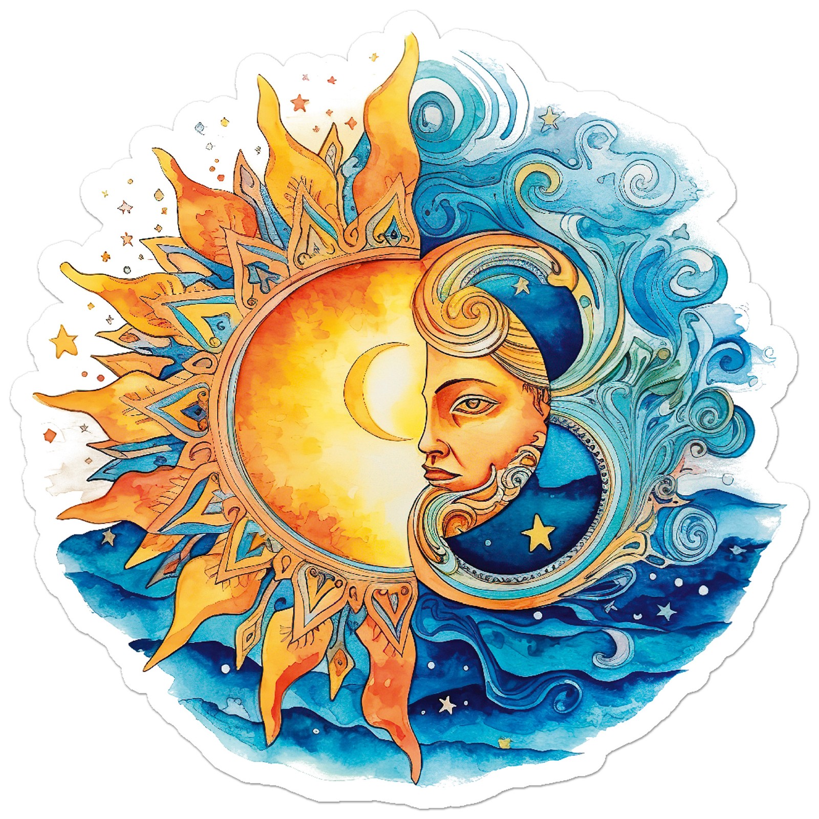 Celestial Sun Moon – Vinyl Decal Sticker – Car Window Laptop – ebn11171