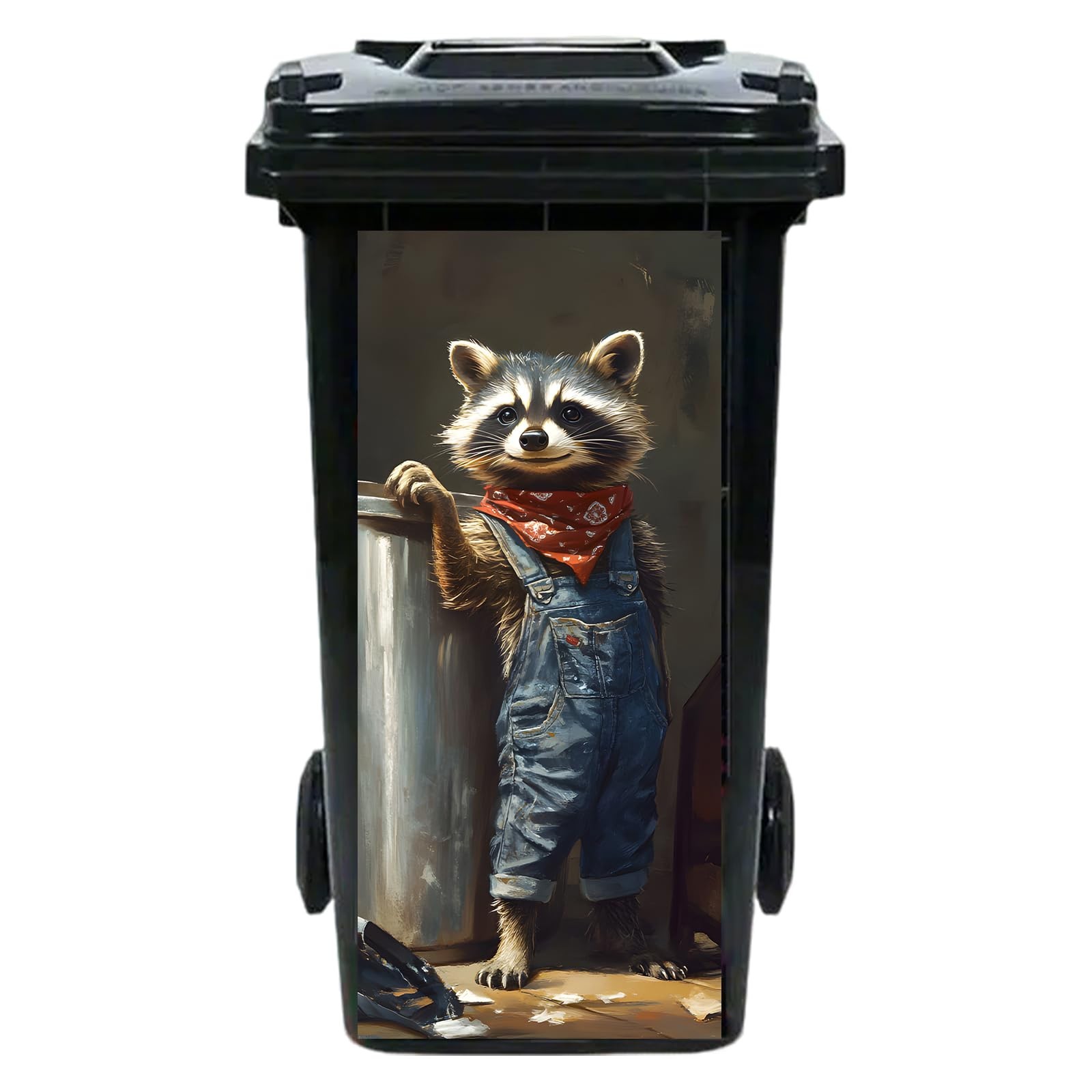 Funny Raccoon Worker Garbage Pail Stickers – PVC Trash Can Decor 14.57×32.28
