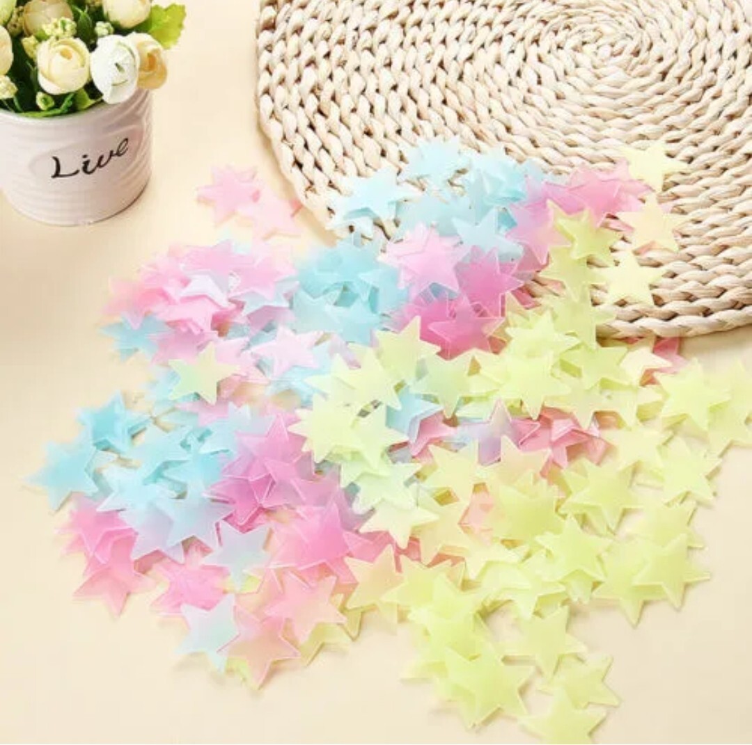 Multicolor 100 x 3D Wall Decor Ceiling Glow In The Dark Stars Kid Wall Stickers