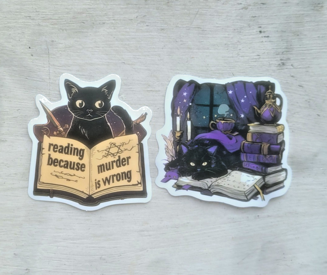 Haunted Active Spirit Witch Owned Spell Book Cat Sticker Lot Of 2 Pc Pcs
