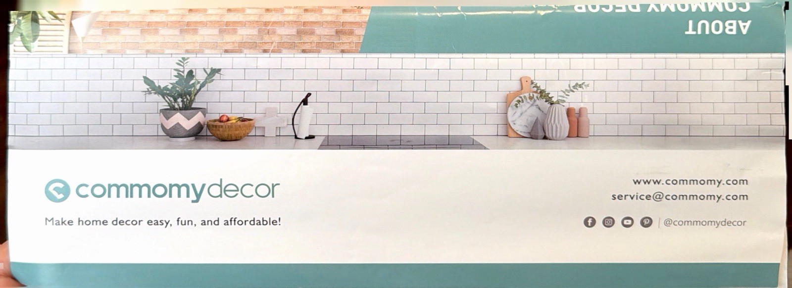 Commomydecor Vinyl Peel & Stick Wall Tiles – Green Subway – 4 Sheets – New