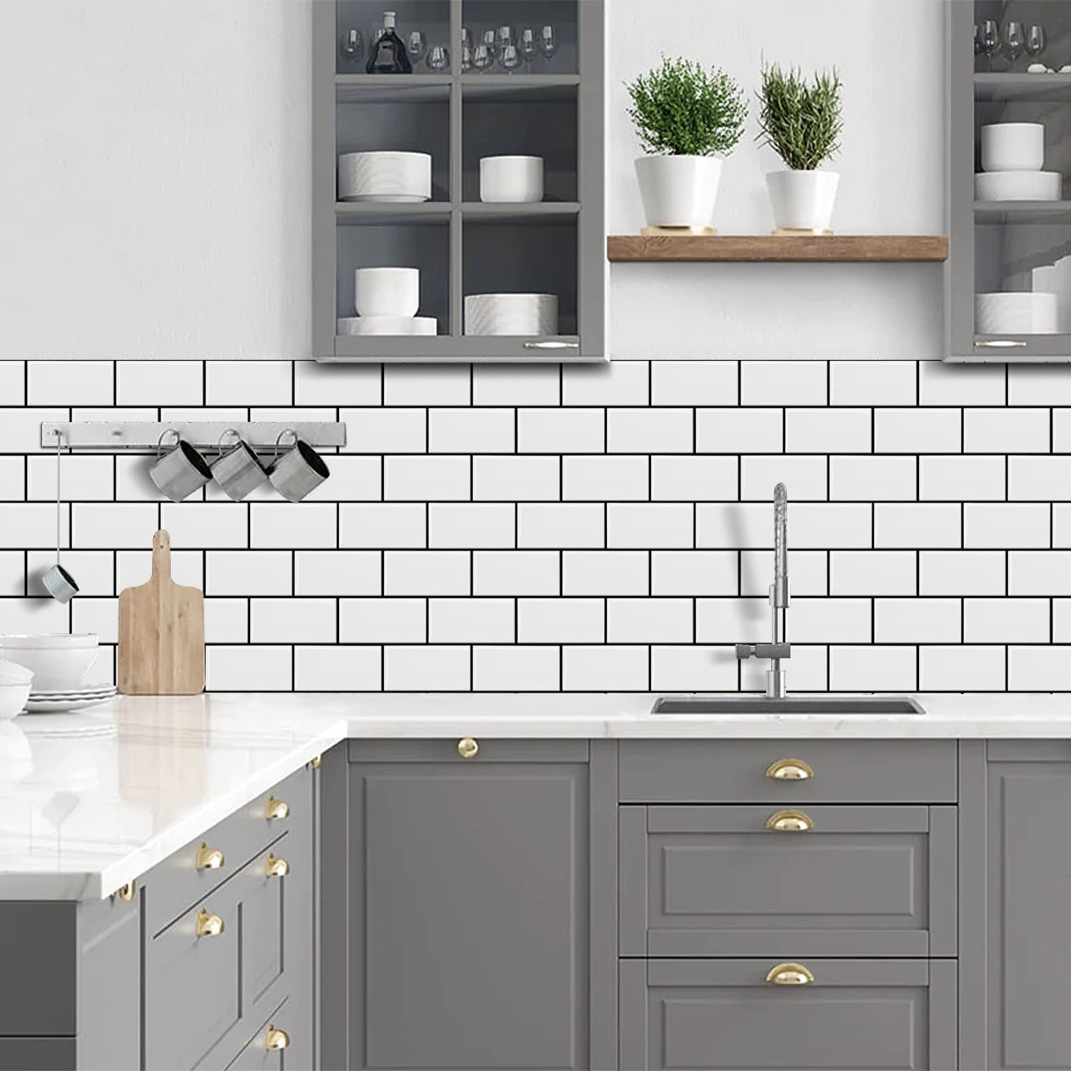 10-Sheet Backsplash Peel and Stick Subway Tile, Self Adhesive Vinyl Wall Tile…