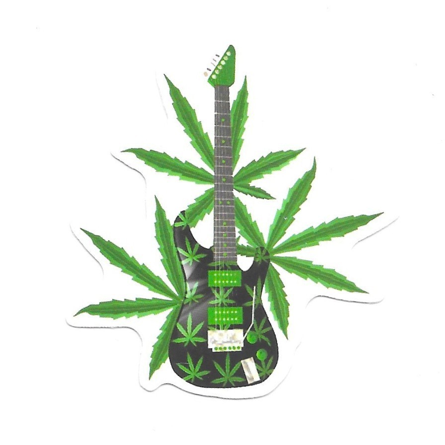 Cannabis Guitar Vinyl Sticker Electric Guitar Weed Decal 420 Music Stoner Gift