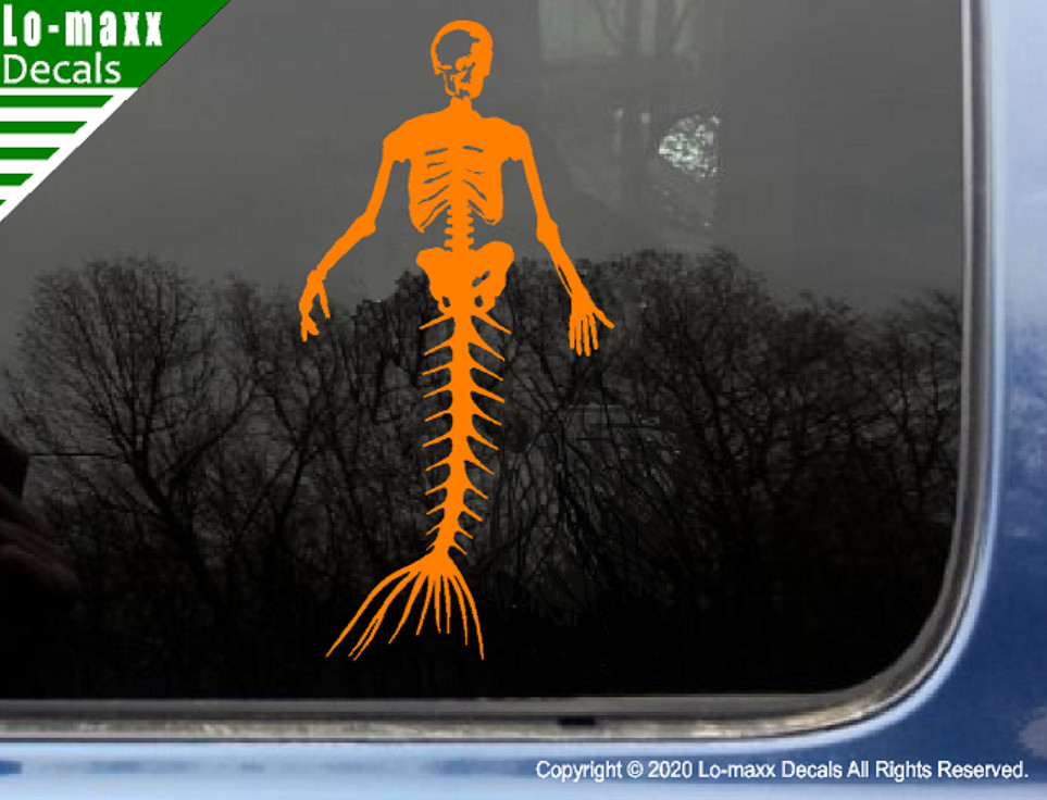 Mermaid Skeleton Sea life Ocean Beach Various Sizes Colors Die Cut Vinyl Decal