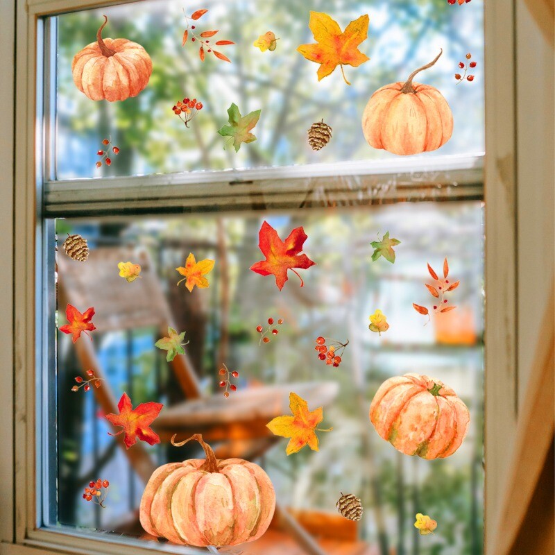 Static Window Stickers Decal Glass Home Furniture PVC Pumpkin Autumn New