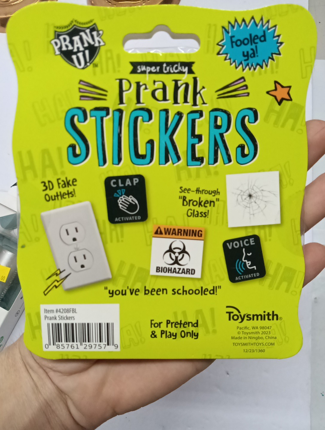 20 3D Prank Stickers Voice Clap Activated Biohazard Crack Glass Outlet bin 231