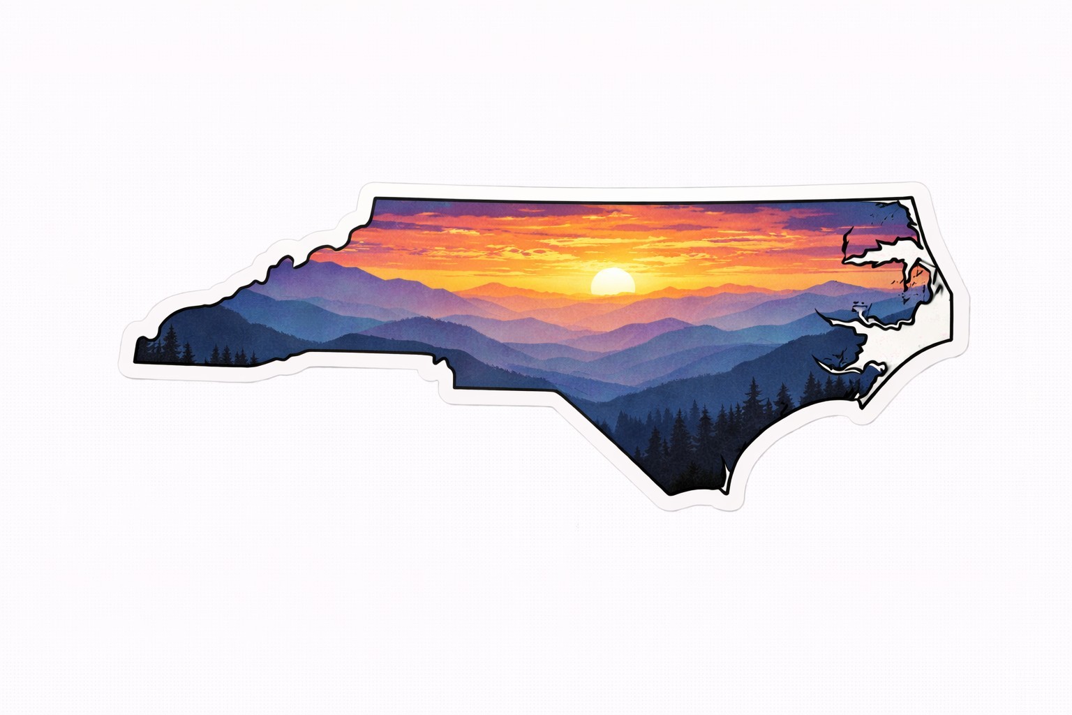 North Carolina Blue Ridge Mountains Sunset Sticker NC Mountain Vinyl Decal